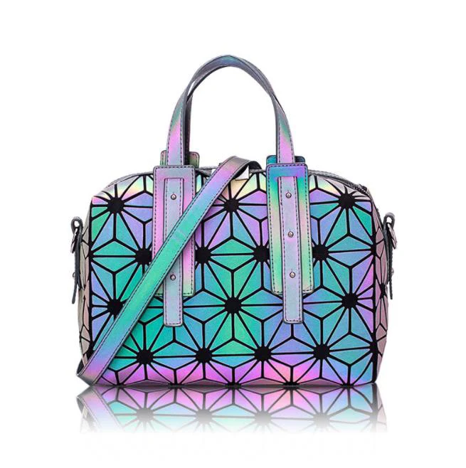 

Custom Logo Fashion Geometric Pillow Bag Reflective Luminous Handbag Women Ladies Geometry Diamond Shoulder Messenger Bags