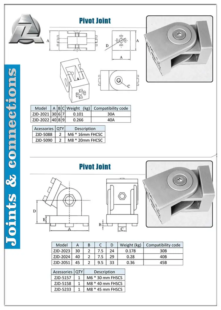 Zjd2023 Aluminum 3030 T Slot Extrusion Accessories Metal Die Cast