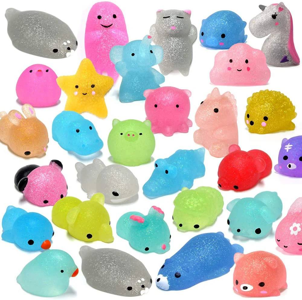 

Squishies Mochi Squishy Toys Party Favors for Kids Birthday Gift Glitter Mini Squishy Mochi Animal Stress Relief Toy