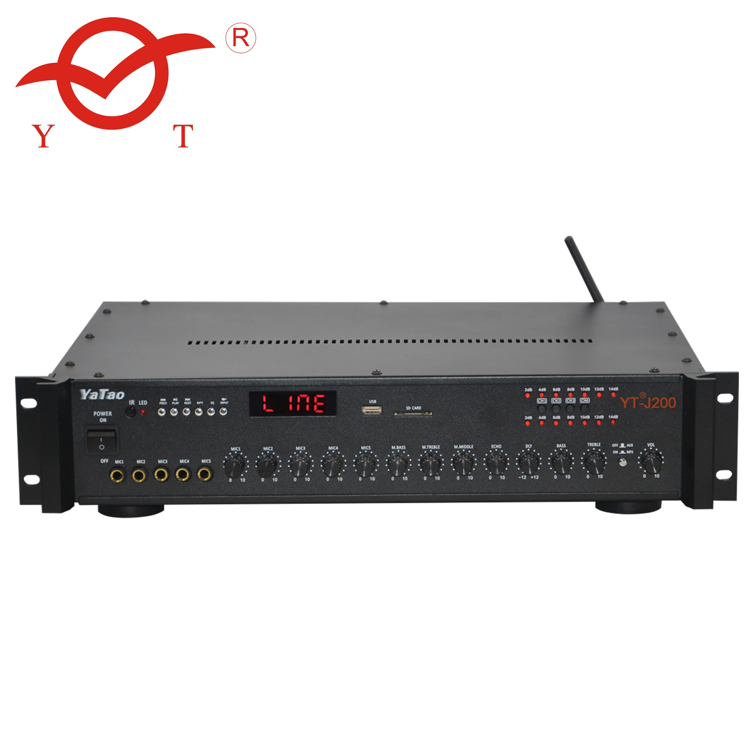 

Professional power Public address system amplifier Mono 200 watts with 4 adjustable zones PA amplifier