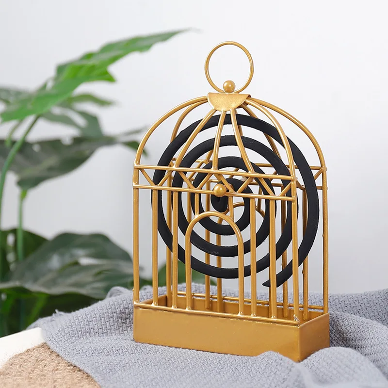 

Creative Home Nordic Retro Metal Bird cage Mosquito coils Black Incense Rack Wrought Iron Mosquito Stick Ornaments