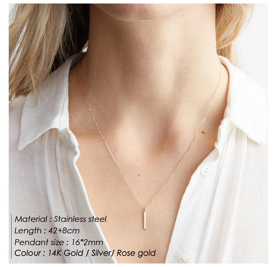 

361L Stainless Steel Bar Necklace Wholesale Simple Fashion Bar Pendant Jewelry Lady Necklace