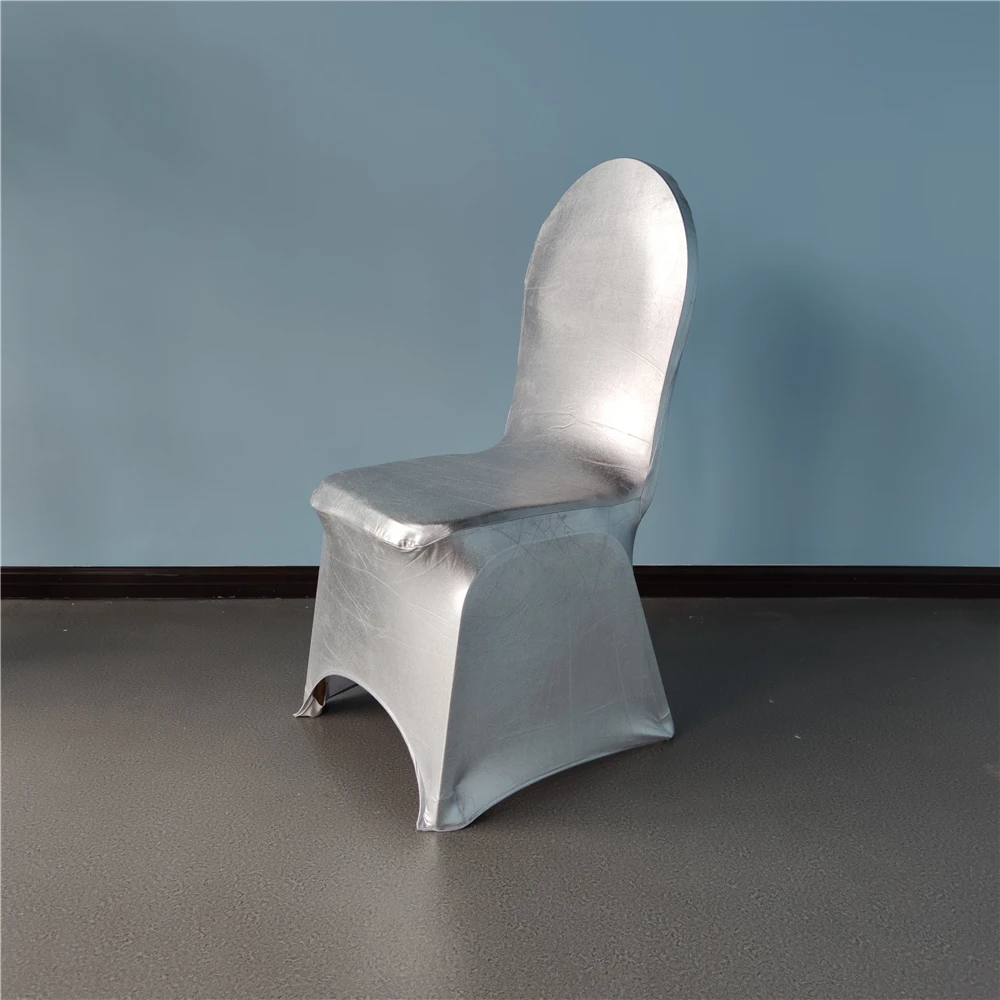 Luxury Spandex Silver Metallic Chair Covers For Sale /housse De Chaise