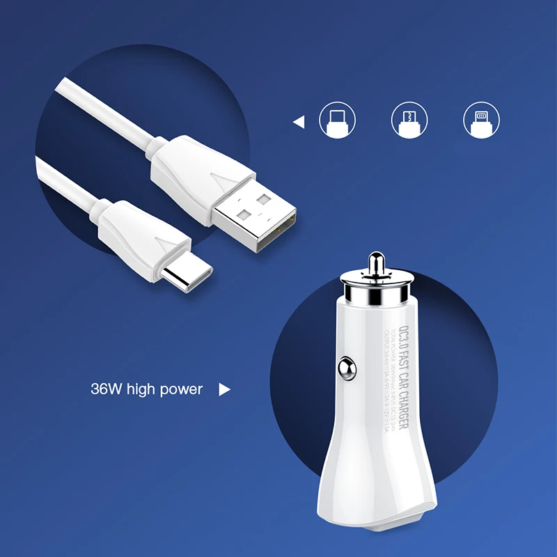 

LDNIO C511Q Wholesale Factory Price Car Charger 2 USB QC3.0 Fast Charging Electronic Gadgets Cellphon Small Car Charger