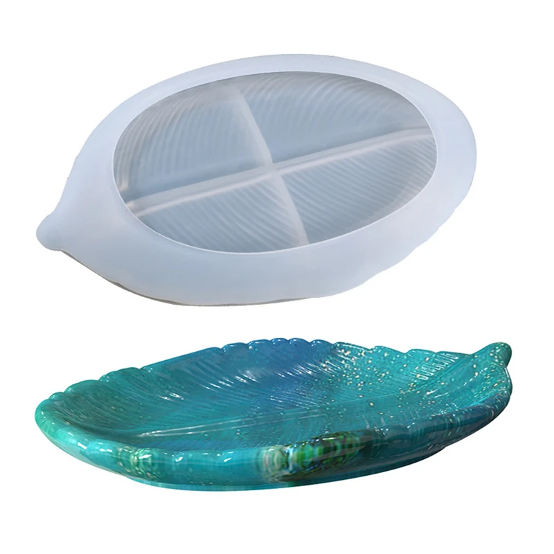 

Z0321 New Hot Selling DIY Epoxy Resin Leaf Dish Tray Ornament Storage Box Silicone Resin Molds