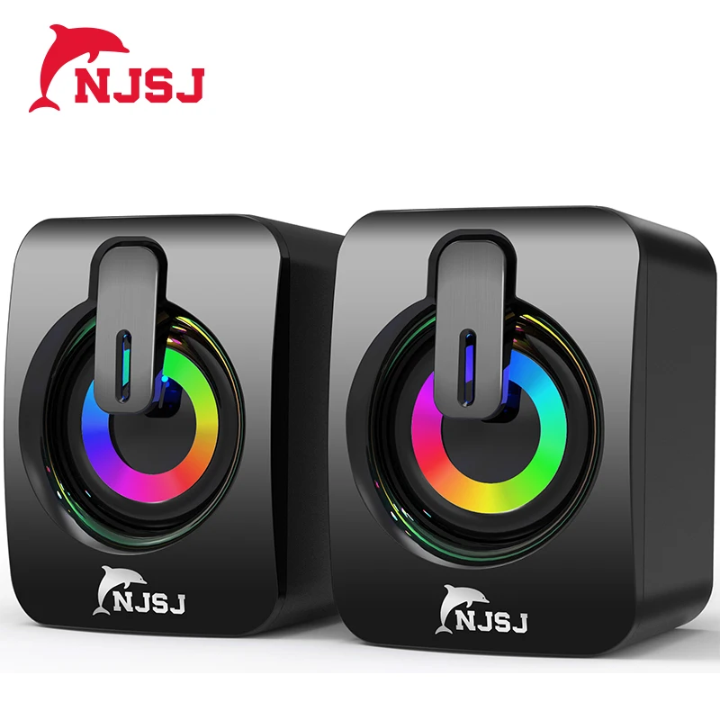 

NJSJ 3W 2.0 USB Wired RGB Computer Speaker with Enhanced Stereo Colorful LED Light PC Gaming Speaker