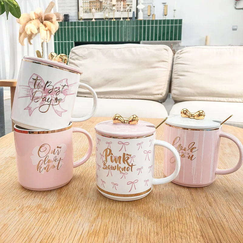 

Feiyou wholesale custom 14oz golden edge cute bow porcelain cup personalized ceramic mug exquisite ceramic mug christmas mugs, As the picture show