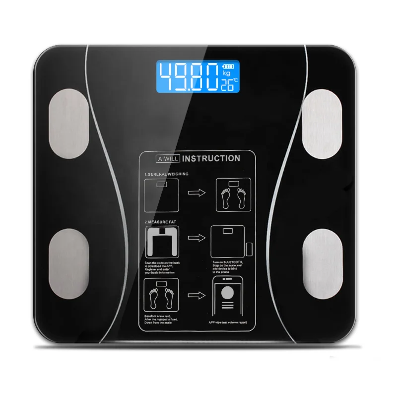 

Smart digital Analysis Body Fat Scales Hot Selling Electronic Blue tooth Weighing Scale USB type with APP, Black pink white