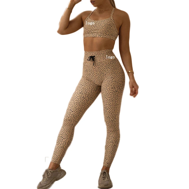 

custom logo Wholesale 2021 Leopard Print sportswear Fitness & Yoga Wear gym wear yoga set new gym set women fitness set, Printing