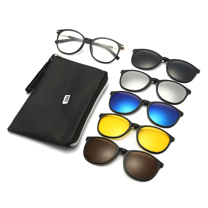 

DL Glasses New Magnetic Polarized eyewear Clip-on sun glasses Set for women men PC Round Frame Night Driving Sunglasses 2022