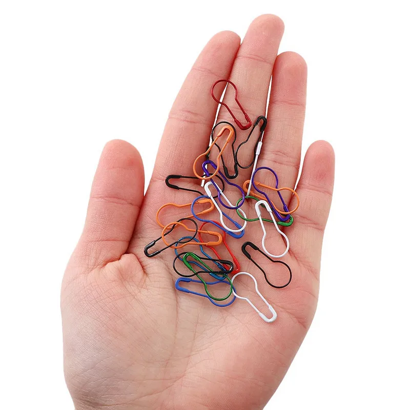 

100pc Mix Color Safety Pins Gourd Shape Metal Clips Marker Tag Gourd Pins Safe Craft Knitting Cross Stitch Holder DIY Sewing Kit