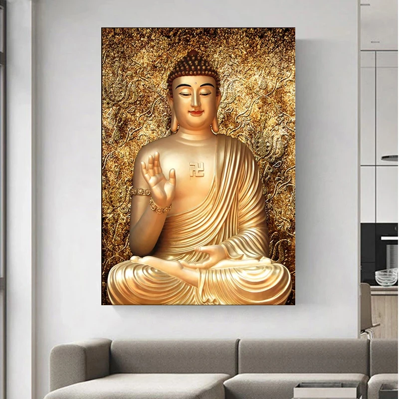 Buddha Canvas Painting Living Room Framed Printed Decoration Wall Artwork Pictures Modern Modular Home Decor Hd Prints Poster