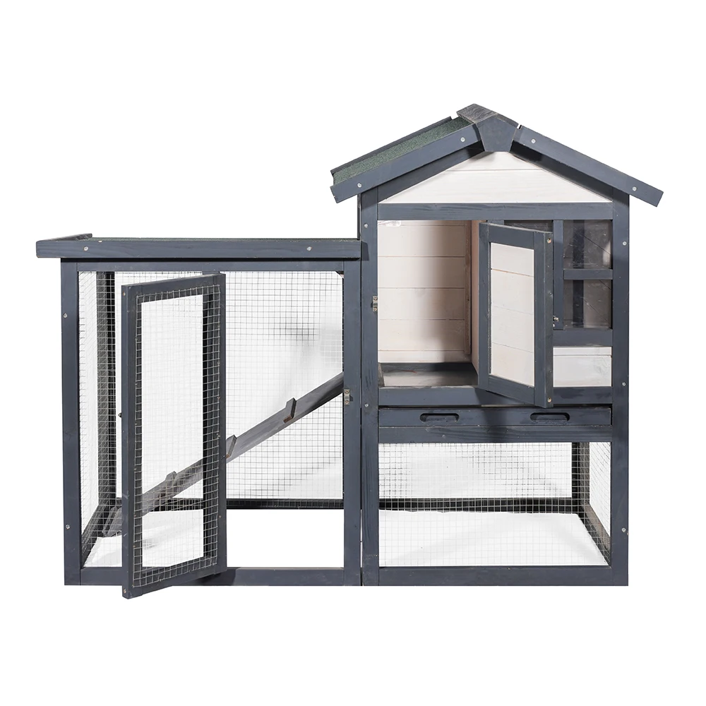 

RTS classic style indoor rabbit hutch for sale wooden outdoor bunny cages green and white color, Customized color