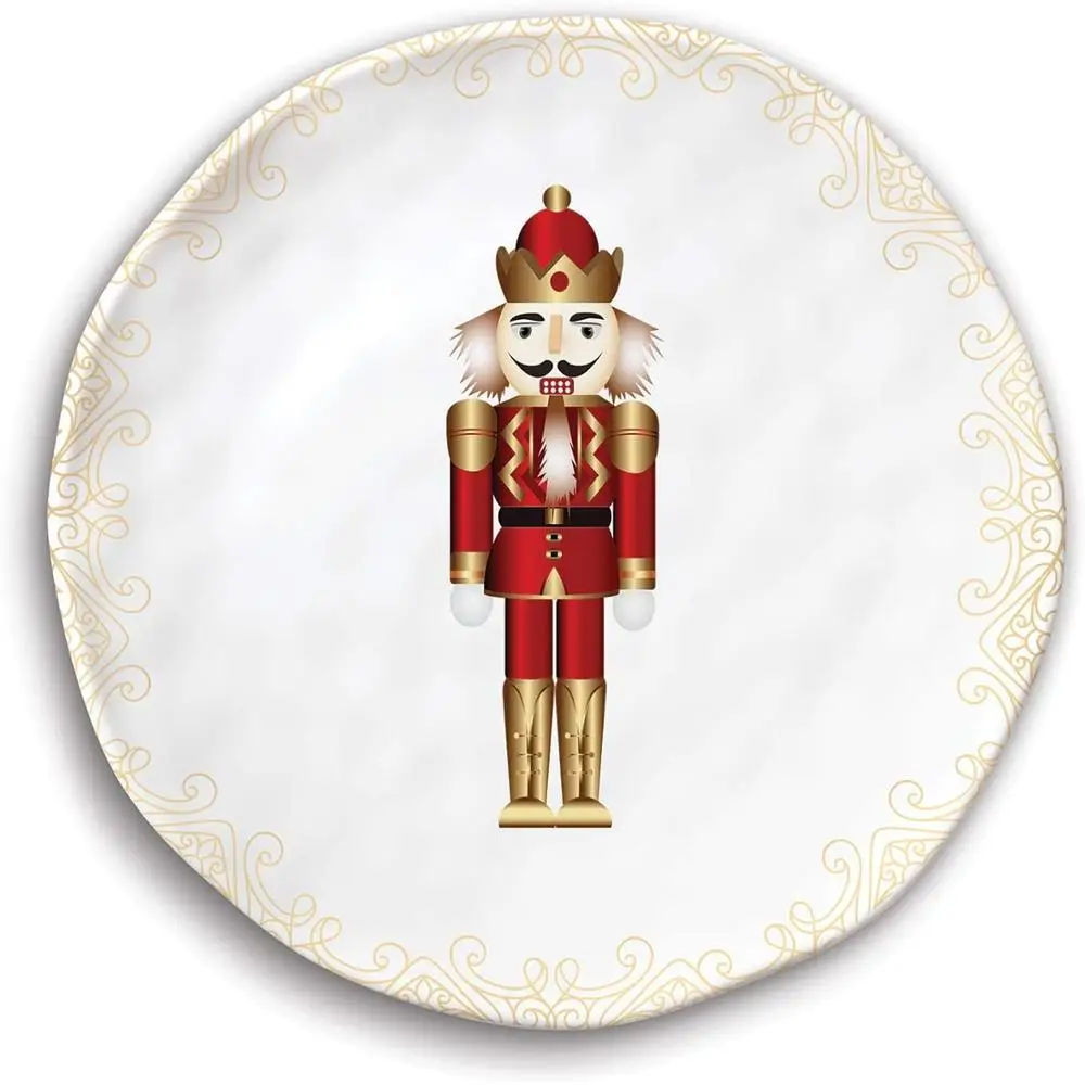 Melamine Tableware 8.5inch Christmas Nutcracker Pattern Salad Plate Set