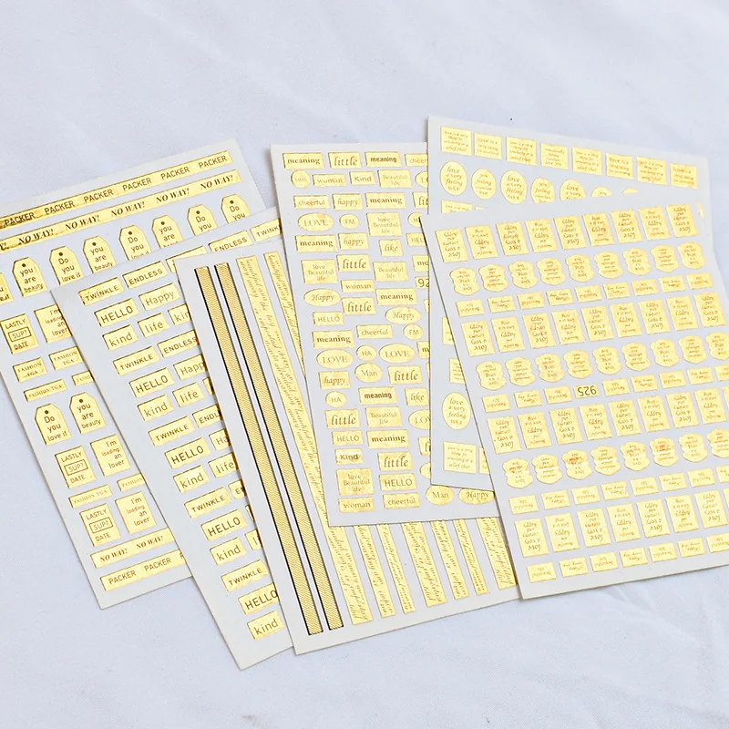 

925-930 Nail stickers Japanese laser bronzing English letters nail stickers European and American gold 3d waterproof adhesive