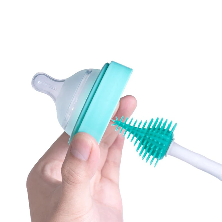 
Factory wholesale bpa free silicone 360 degree rotary baby bottle cleaning brush set 