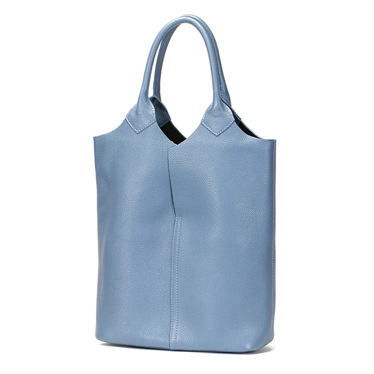 

EGL131 Wholesale large capacity simple nappa tote bag genuine leather woman handbag online shopping