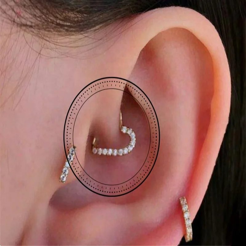 

Bling Earrings For Women Silver 925 Ear Piercing Septum Circle Hoop Earring Jewelry Nose Ring Ear Bone Buckle For Punk Wind, Gold and silver