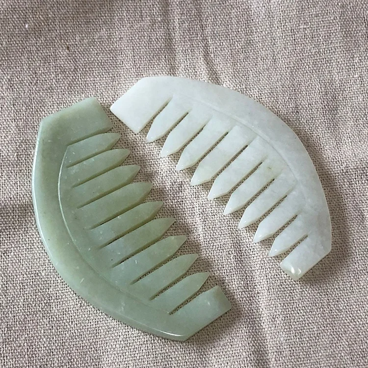 

Hot Selling Chinese Nature Jade Comb Massage Spa Acupuncture Tools Gua Sha Board Comb