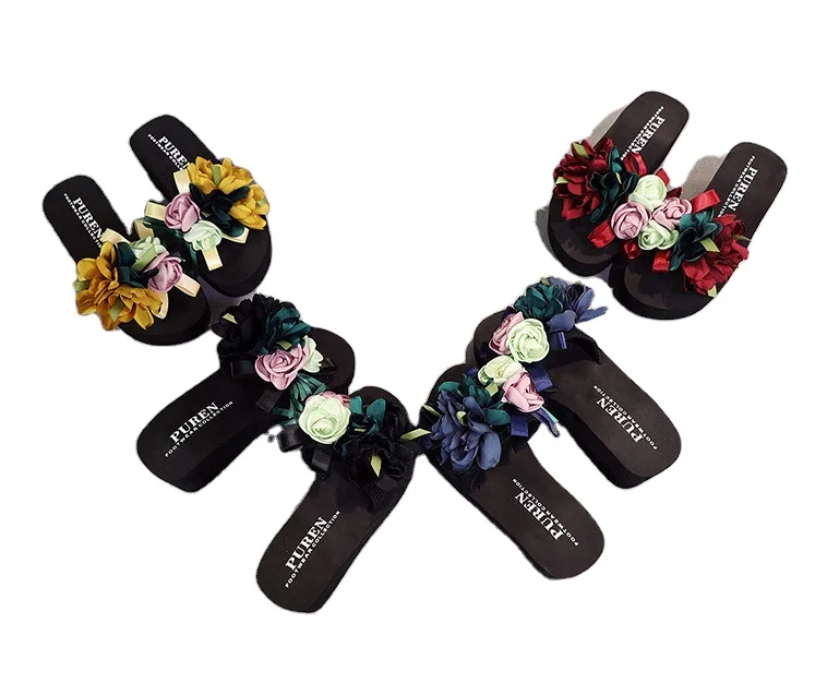 

2021 Summer New Arrival Ladies Slides Thick Soled Leisure Comfortable Heeled Sandals Beach Slippers For Women, Wine red, yellow, black, blue, pink