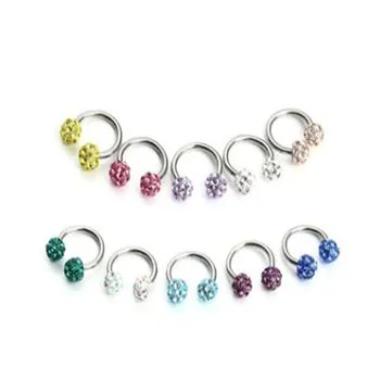 

1PC Steel Horseshoe Ring Piercing Crystal Feriod Ball Lip Nipple Eyebrow Tragus Piercing Ear Septum Helix Rings Body Jewelry