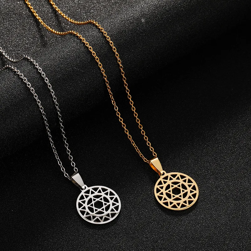 

New Stainless Steel Necklace Hexagonal Star Necklace Pendant Fashion Couple Pendant Necklace Bungee Men and Women's Jewelry, Gold/silver