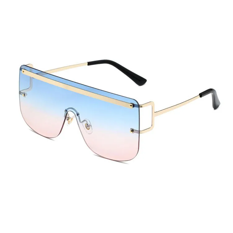 

Fashion Newest gafas de sol rimless oversized frame blue pink Gradient trendy women shades sun glasses sunglasses