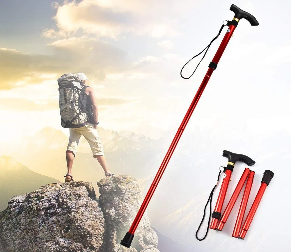 

FY fashion telescopic baton Hiking trekking poles Aluminum Alloy Metal Folding Cane crutches Non Slip Rubber canes, Customized color