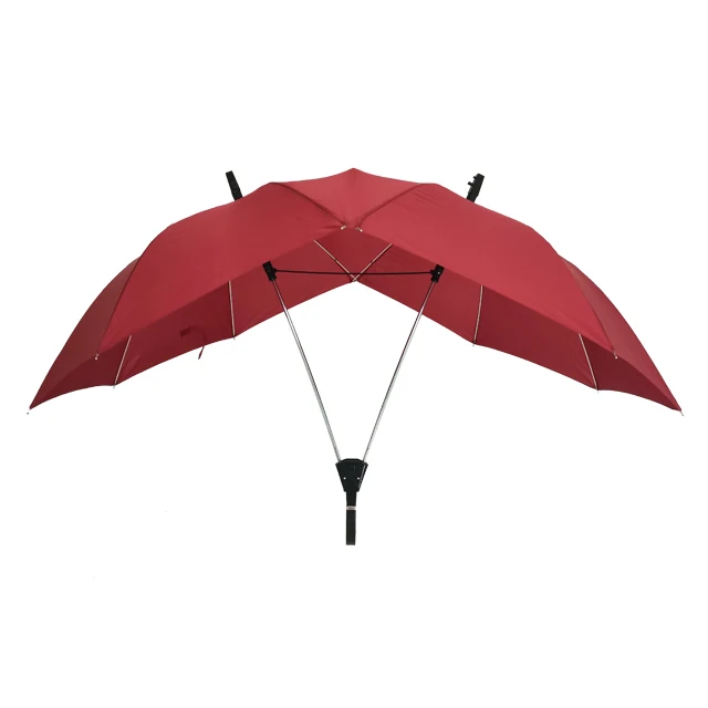 

46inch straight stick promotional couple umbrella, waterproof dome shape logo prints customized printing double twin umbrella