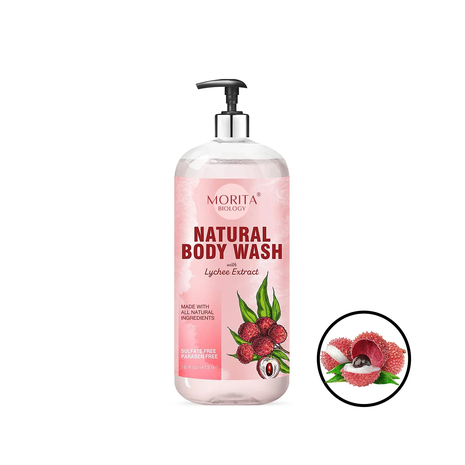 

Pink bottle Natural Ingredients Lychee Extract Turmeric Brightening Body Wash Wholesale OEM Organic Whitening Rose Body Wash set