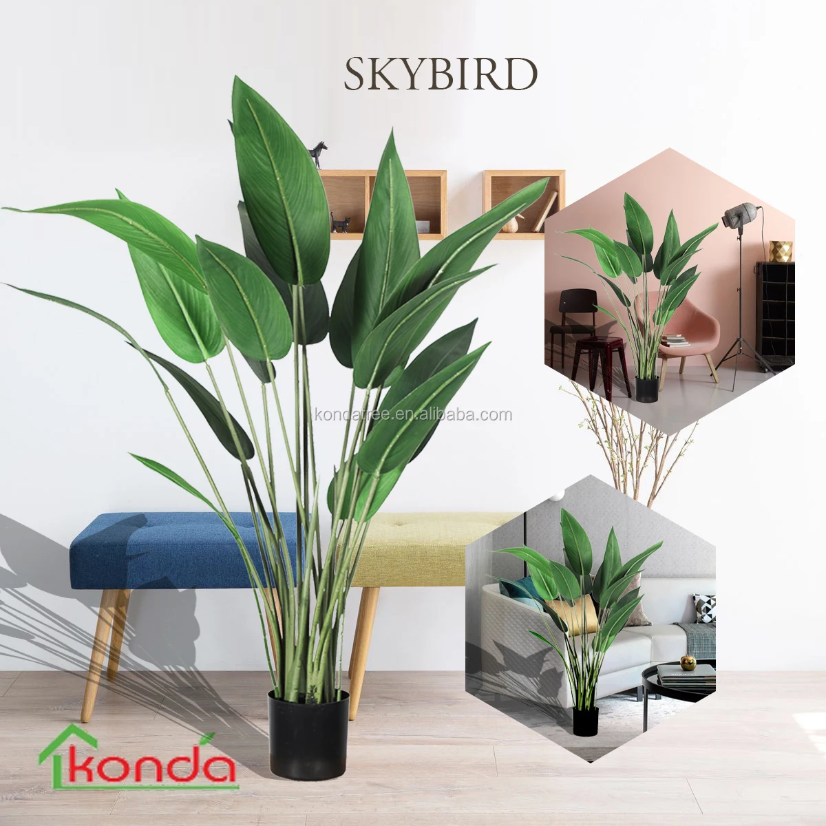 

Home decorations skybird artificial bird of paradise high quality banana tree real touch banana plant, Green