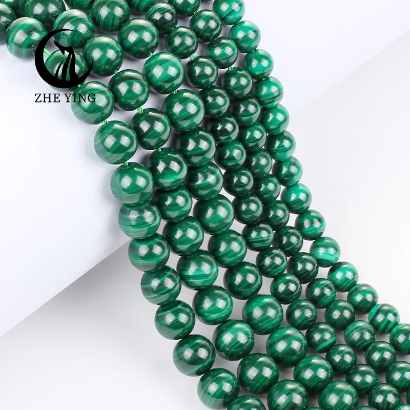 Zhe Ying 100% malachite stone jewelry Necklace Bracelet Natural Stone Beads For Jewelry Making Natural Malachite Beads