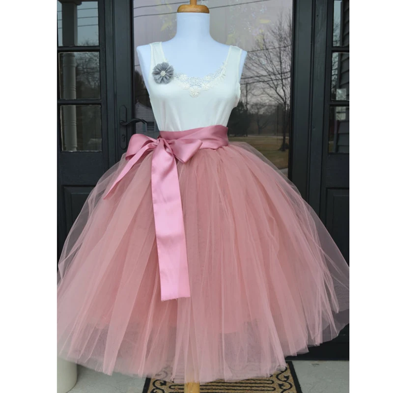 

6 Layers 65cm Tulle Tutu Skirts Women Lolita Petticoat Bridesmaids Party Midi Skirt, Customized color