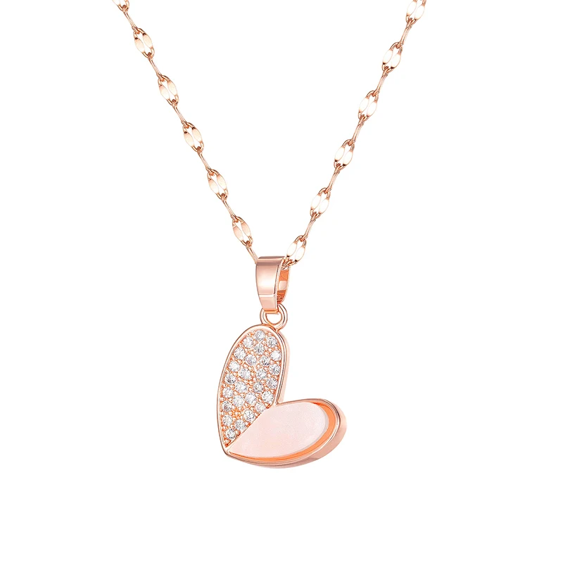 

NAPOLN Trade Insurance High Grade Copper Heart Necklace Stainless Steel, Rose gold