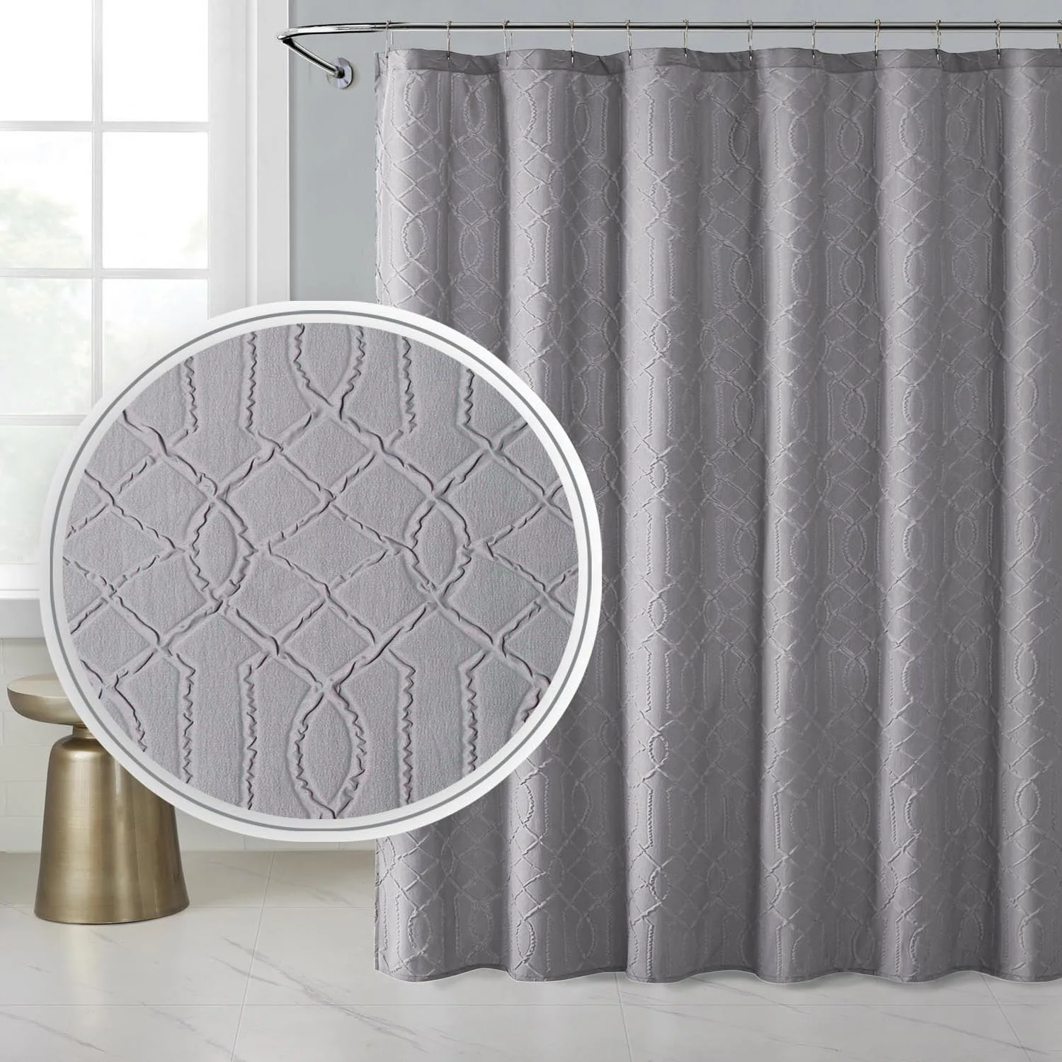 

OWENIE factory direct Amazon hot sale product stock eco-friendly 3d embossed microfiber waterproof shower curtain splash guard