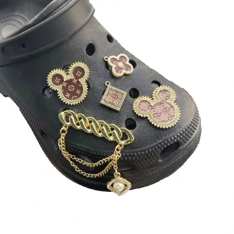 

Luxury designer croc charms for clog accessories metal bling croc shoe charms fit for CLOG famous alloy croc charm for wholesale