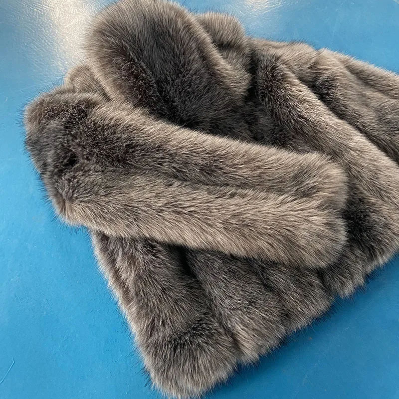 

Custom High Quality Artificial Faux Fox Fur Coat Fake Fur Jacket Trendy Sexy Ladies Winter Luxury Style Women Plus Size Coats, Picture