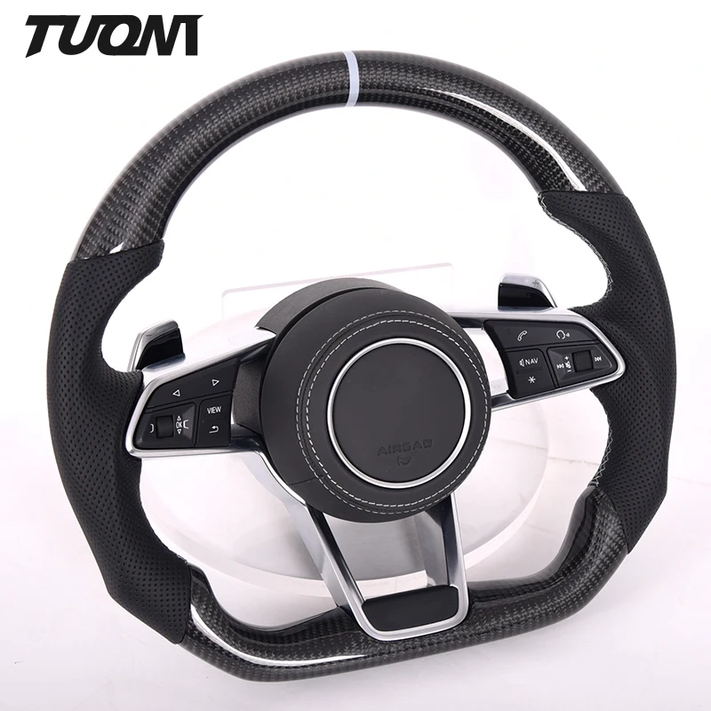 

Modified for Audi B8.5 S4 S5 Rs5 Rs6 Q5 Q7 Carbon Fiber Perforated Leather Steering Wheel, Customized color