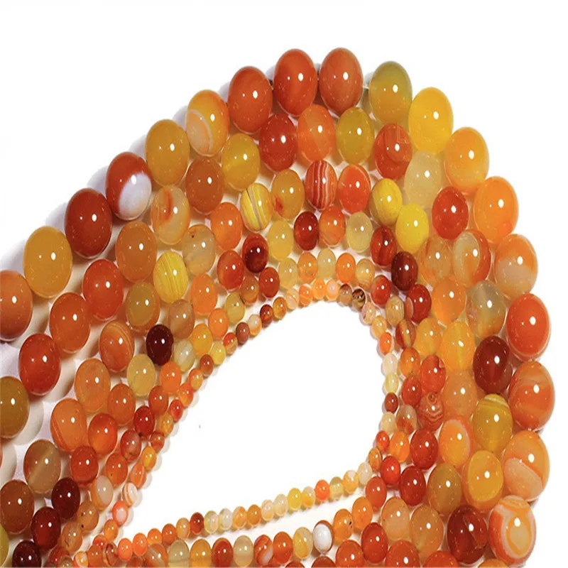 

Wholesale Semi-preciousOrange Stripe Loose Crystal Agate Natural Stone Beads