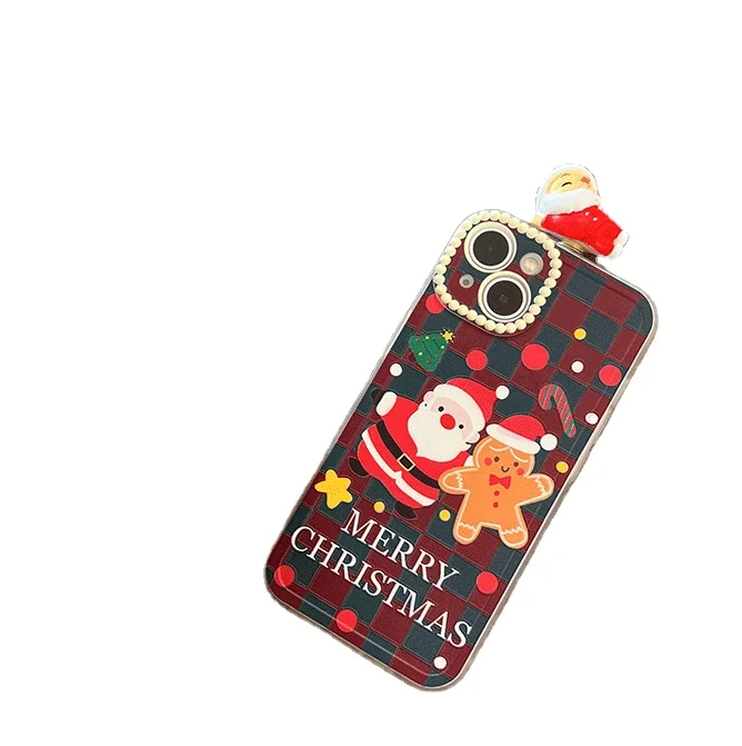 

The twirling and dancing Santa Claus christmas phone case for iphone x xr xs max 8 plus 11 12 13 pro max, Santa claus gingerbread design