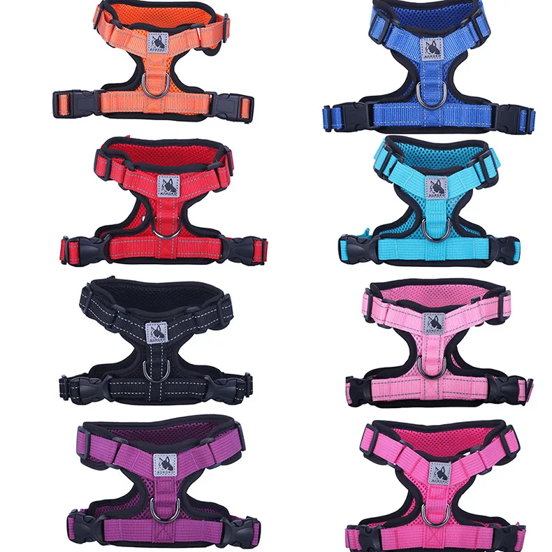 

Wholesale Dog Pet Harnesses Mesh Pattern Reflective and Breathable Custom Dog Harness, Red,black,blue,orange,pink,green,purple