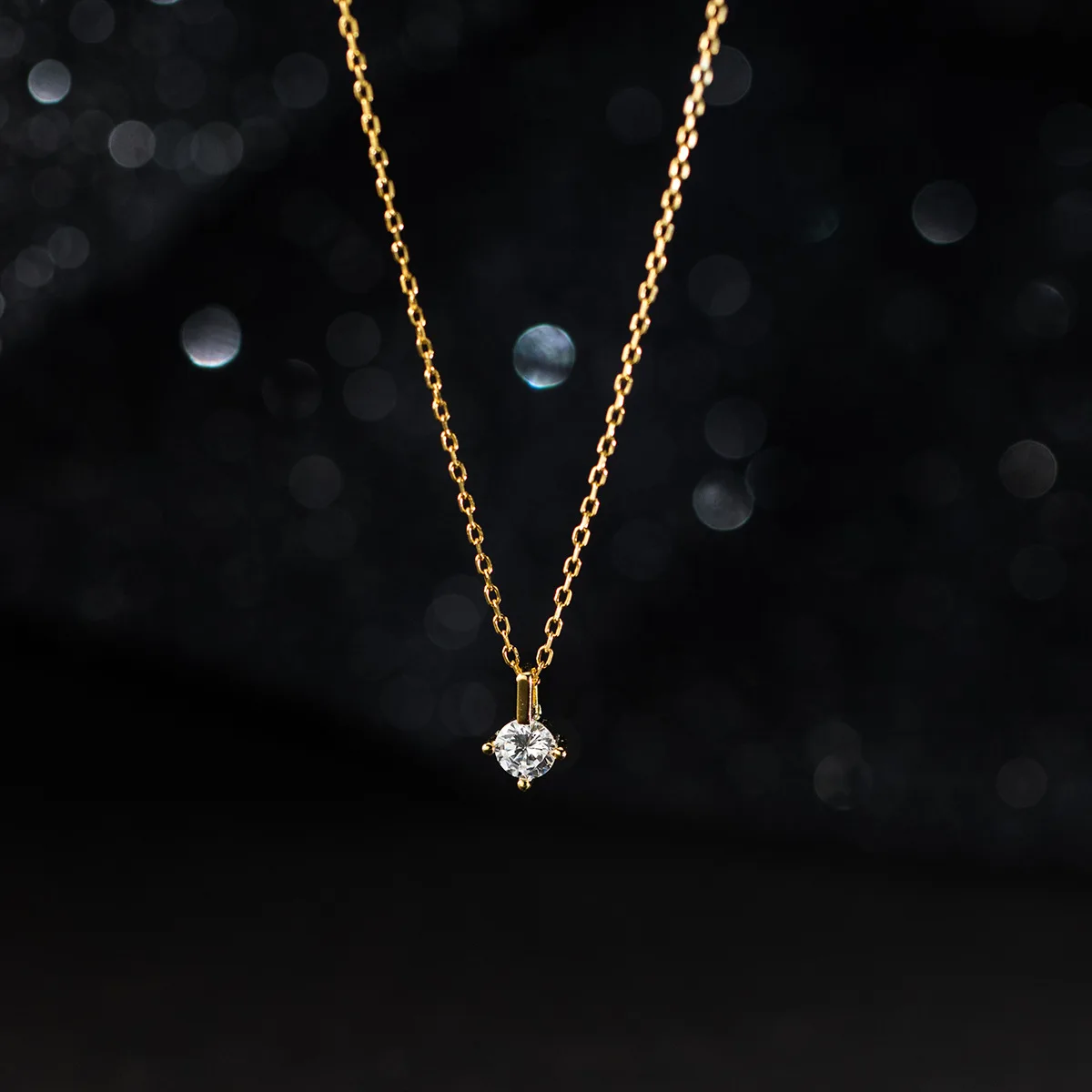 Fashion 925 Sterling Silver Simple Small Zircon Pendant Necklace Jewelry 18K Gold Plated Collarbone Chain Necklace for Women