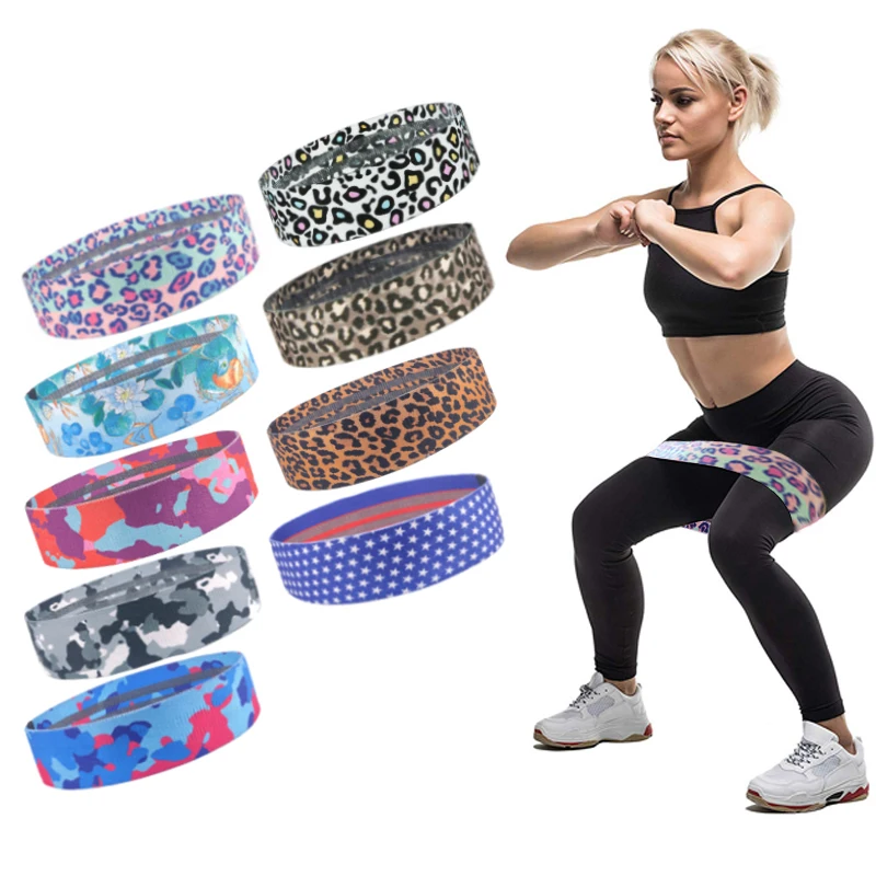 

Exercise Workout Stretch Heavy Custom Leopard Printing Patterned Fabric Cotton Resistance Loop Band, Customized color