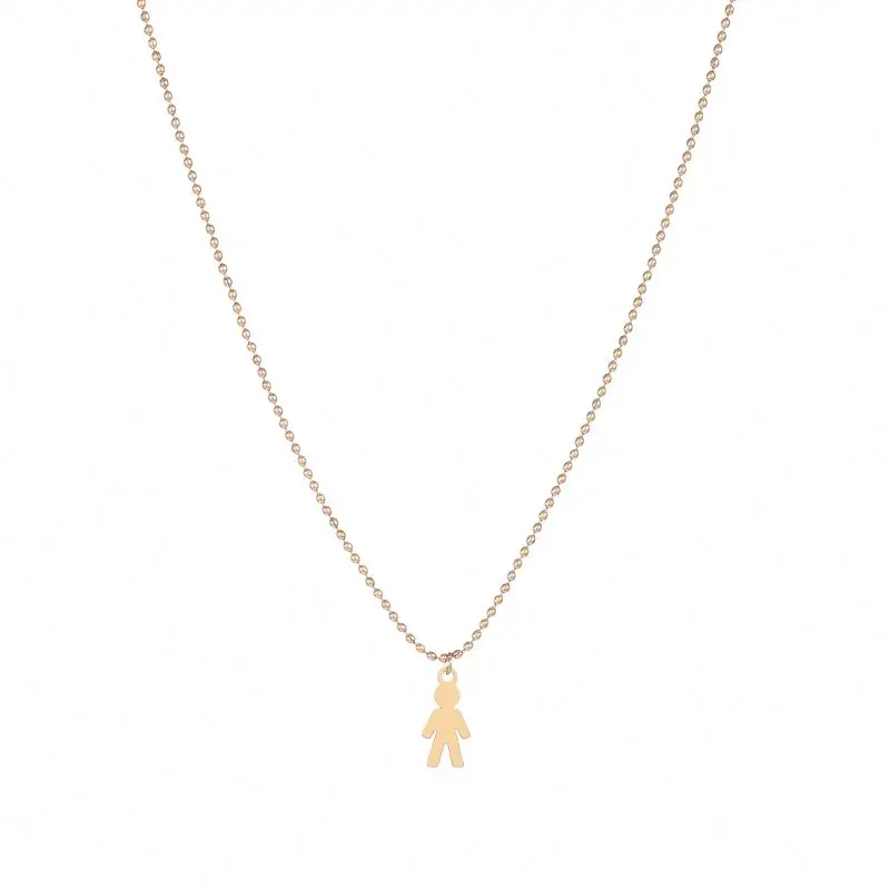 

Minimalist Design Factory Supply Cheap Boy Pendant Gold Rose Bead Chai Necklace Stainless Steel
