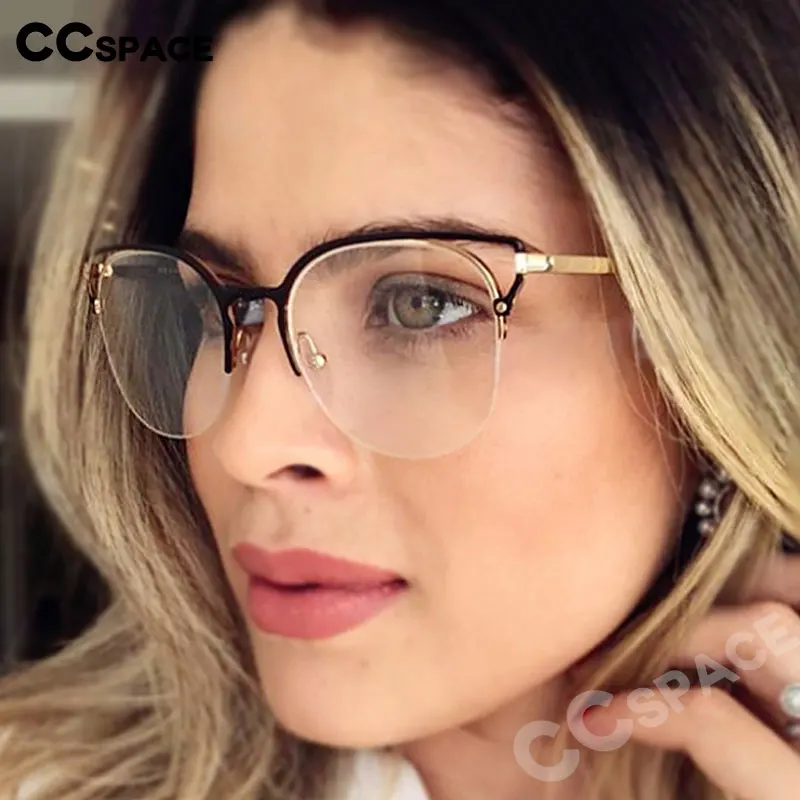

48062 Simple Cat Ear Metal Frame Ultralight Glasses Frames Men Women Optical Fashion Computer Glasses