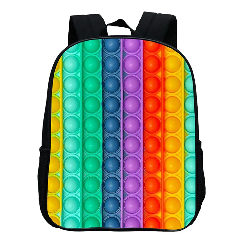 

2021 Hot Designer Large Bubbles Fidget Toys Printed School Bag Silicone Children Backpack School bags for Kids Girls, Picture color