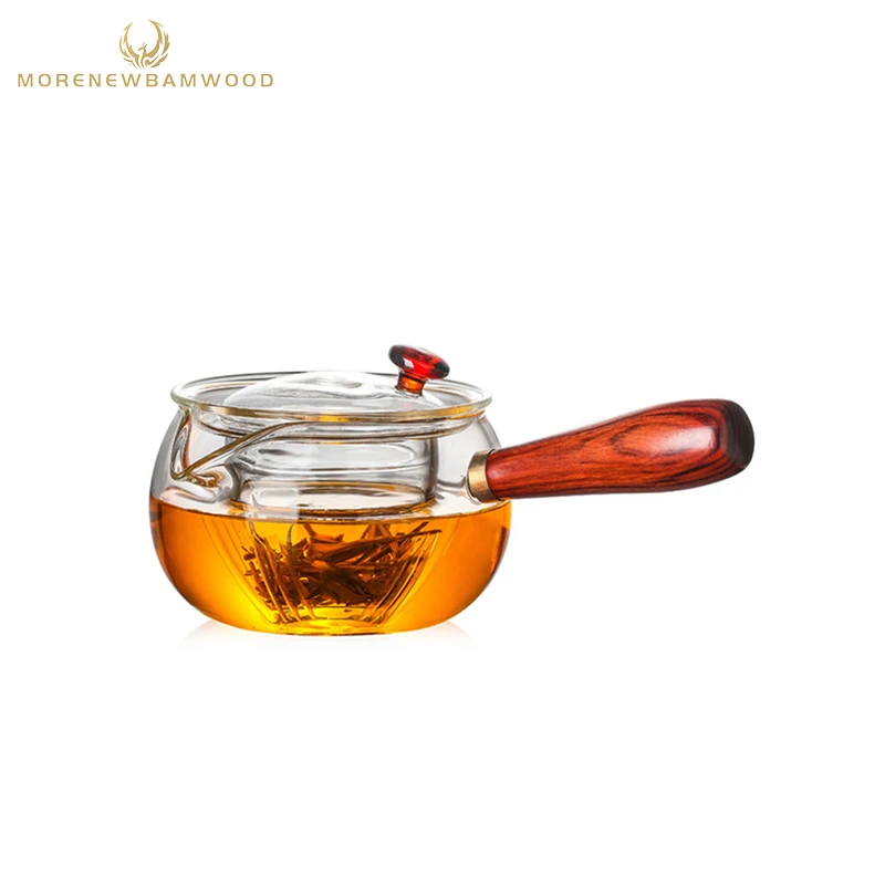 

Factory outlet Thickened glass tea cooker with wooden handle, glass teapot