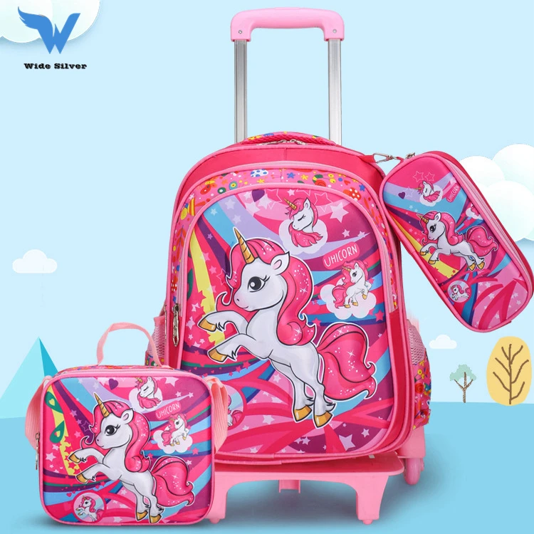

Mochilas 3 piezas escolares kids kindergarten backpack trolley school bag with lunch box and pencil case, Customized color