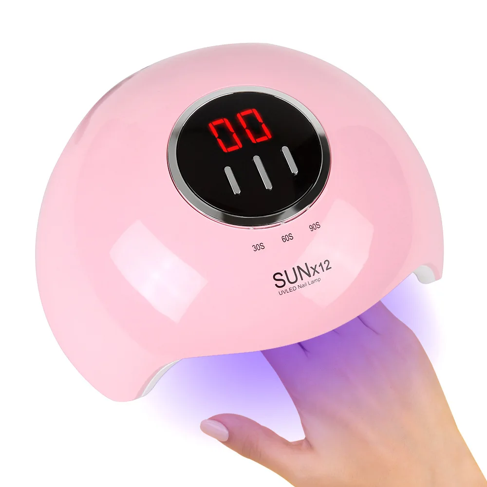 

SUN X12 Rechargeable USB Mini Pink Led Gel Polish UV Manicure Nail Lamp Machine Curing Dryer 54W 18leds Pedicure Drying Salon, Pink/white