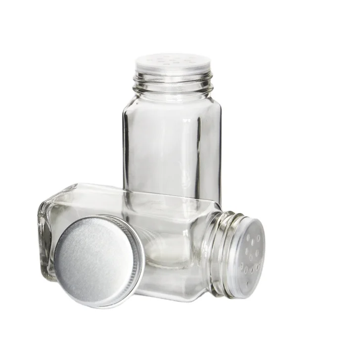 

Wholesale 4oz 120ml Spice Containers Square Shaped Glass Spice Jar For Salt Pepper Shakers With Metal Closure